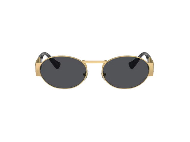 Versace Versace Medusa Deco Oval Sunglasses In Gold-Tone Metal Frame With Dark Gray Lens And Medusa Hardware Black Gold - view 2
