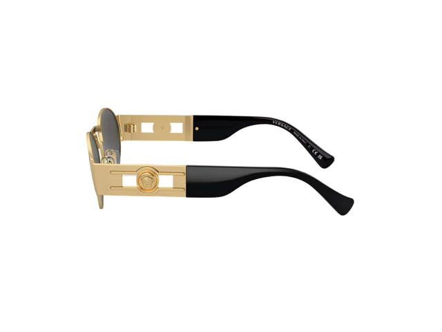 Versace Versace Medusa Deco Oval Sunglasses In Gold-Tone Metal Frame With Dark Gray Lens And Medusa Hardware Black Gold - view 3