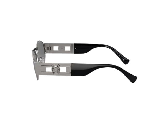 Versace Versace Medusa Deco Oval Sunglasses In Gunmetal Metal Frame With Mirorr Silver-Tone Lens And Medusa Hardware Metallic - view 3