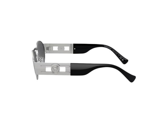 Versace Versace Medusa Deco Oval Sunglasses In Silver-Tone Metal Frame With Dark Grey Lens And Medusa Hardware Black Silver - view 3