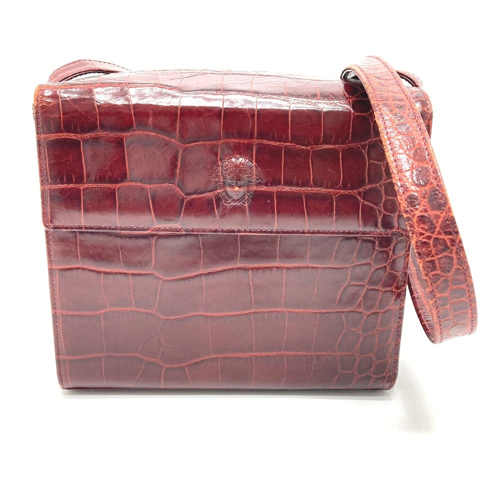 Versace VERSACE Medusa Embossing Shoulder Crossbody Shoulder Bag Leather Bordeaux