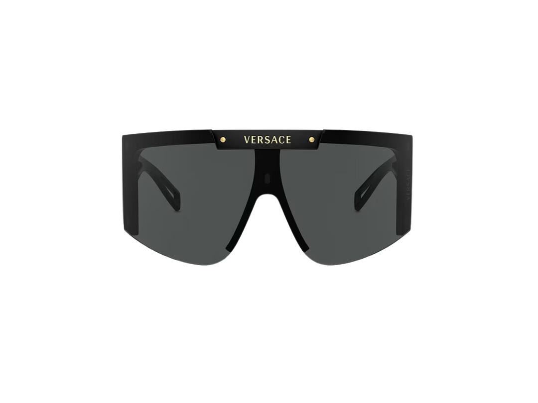 Versace Versace Medusa Icon Shield Sunglasses In Black Frame With Gold-tone Medusa Black