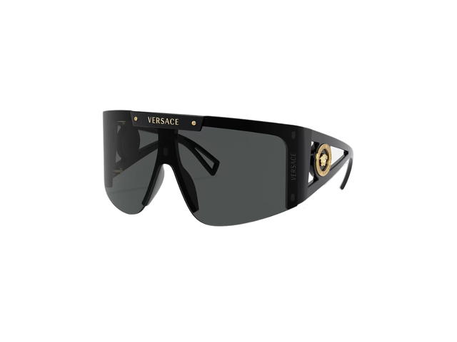 Versace Versace Medusa Icon Shield Sunglasses In Black Frame With Gold-tone Medusa Black - view 3