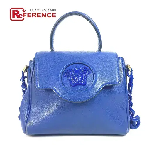 Buy VERSACE medusa logo 2WAY Chain Shoulder Bag Hand Bag Leather blue at Sasom – Authentic and Ready to Ship