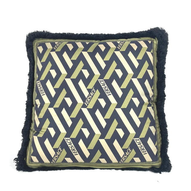 Versace VERSACE medusa logo pillow pillow interior cushion silk blue/Green x Black - view 3