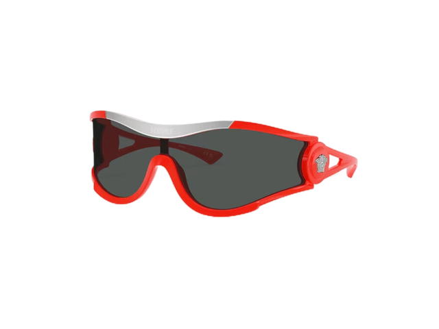 Versace Versace Medusa Medallion Shield Sunglasses In Coral Frame With Dark Gray Lens Red - view 1