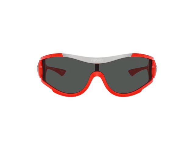 Versace Versace Medusa Medallion Shield Sunglasses In Coral Frame With Dark Gray Lens Red - view 2