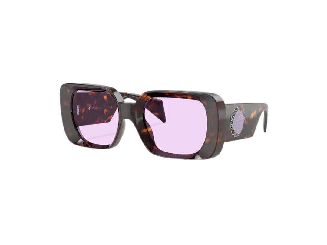 Versace Versace Medusa Medallion Sunglasses In Havana Frame With Lilac Lens Havana