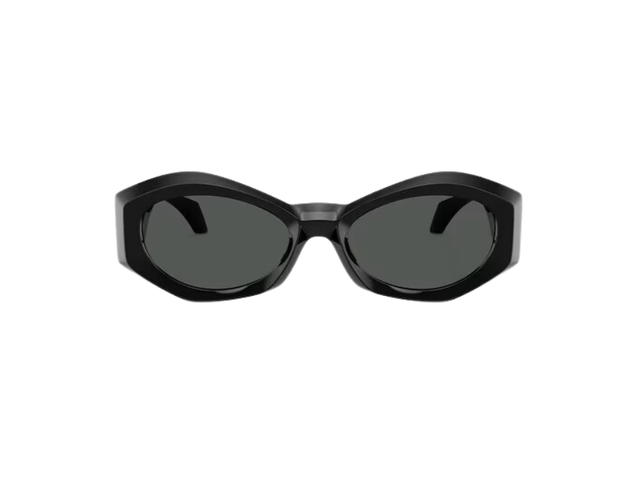 Versace Versace Medusa Plaque Geometric Sunglasses In Black Frame With Dark Gray Lens Medusa Hardware Black Gold - view 2