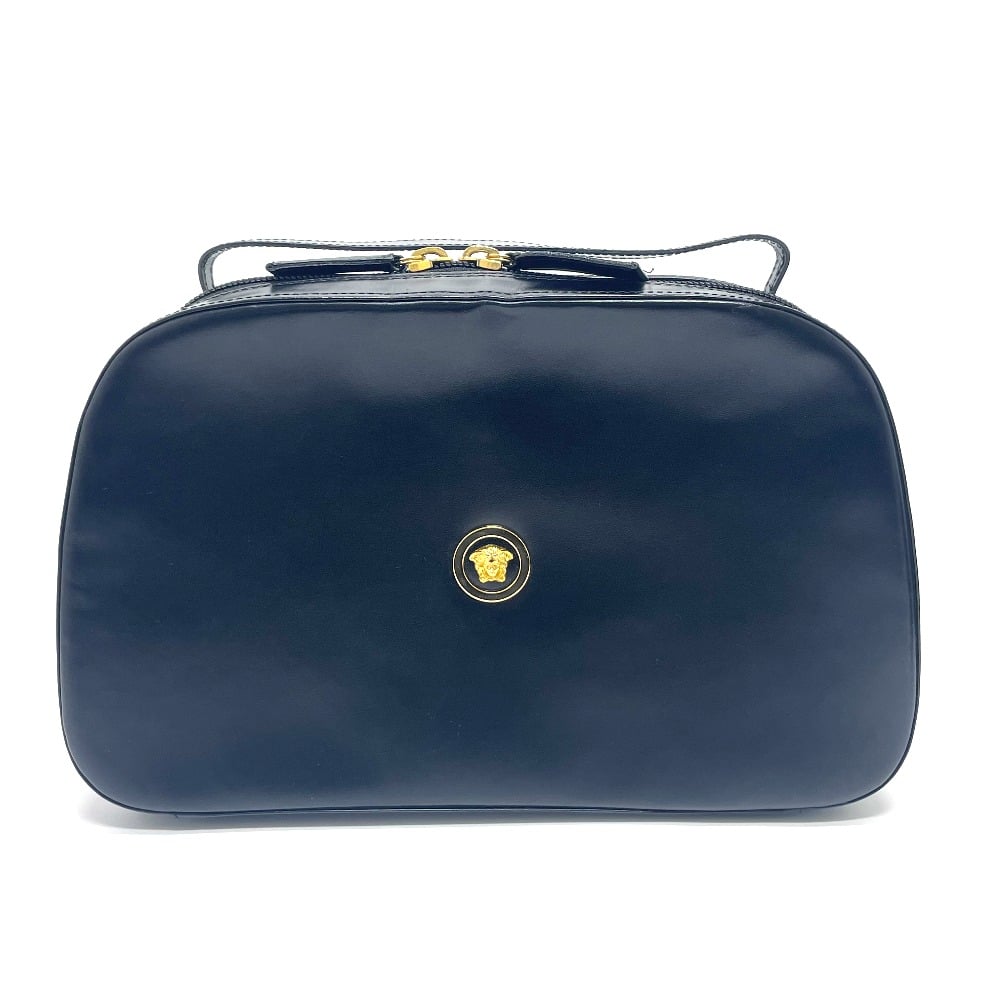 Versace VERSACE Medusa Vanity type Hand Bag Leather Black x GoldHardware