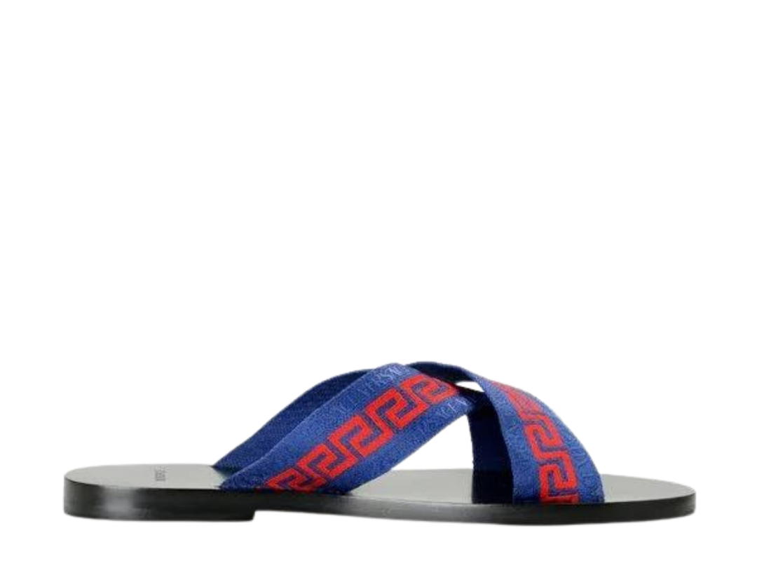 Versace Versace Nastro Greca Sandals Navy Blue-Deep Red