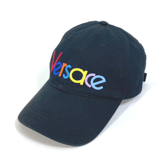 Versace VERSACE Rainbow Logo embroidery Baseball hat cap cotton Black/Multicolore - view 1