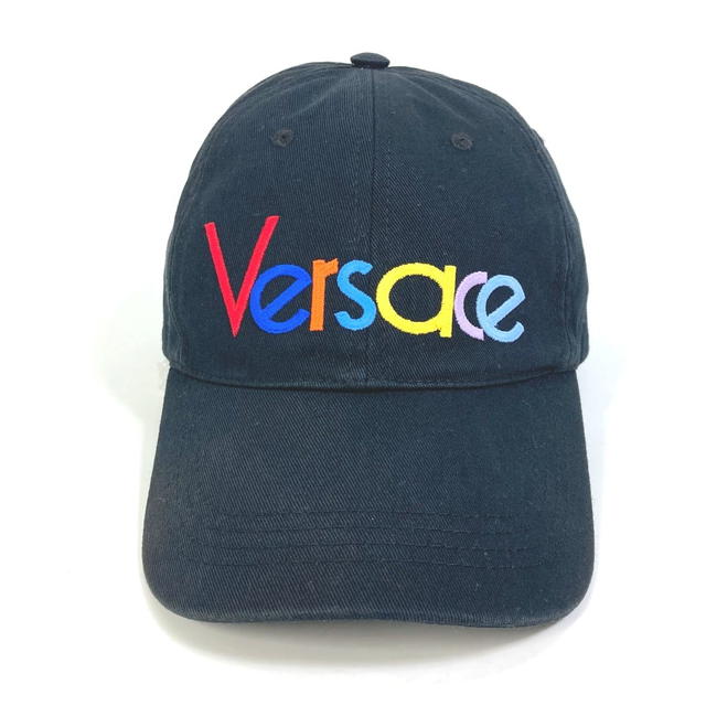 Versace VERSACE Rainbow Logo embroidery Baseball hat cap cotton Black/Multicolore - view 2