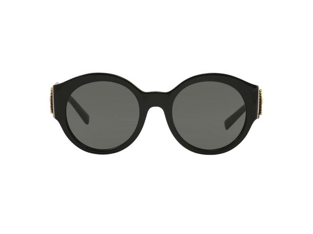 Versace Versace Round Sunglasses In Black Acetate-Gold Round Logo With Grey Lens - view 1