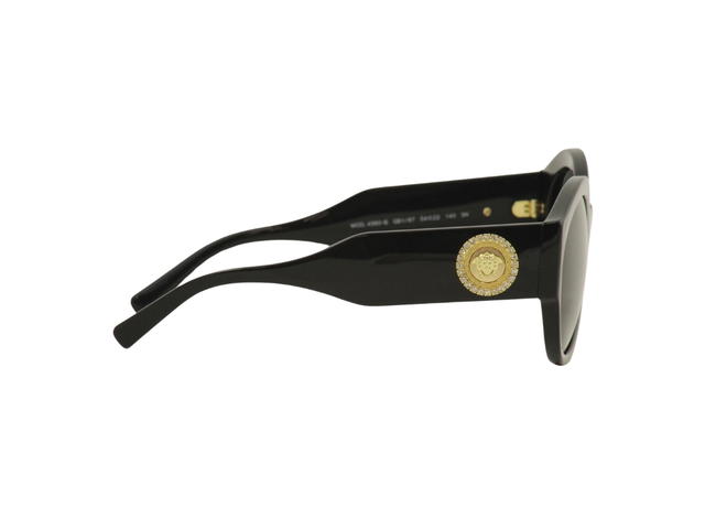 Versace Versace Round Sunglasses In Black Acetate-Gold Round Logo With Grey Lens - view 3