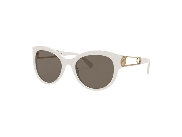 Versace Versace Safety Pin Sunglasses In White Acetate Frame With Brown Lenses - view 1