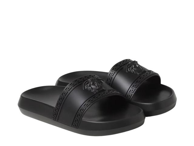 Versace Versace Slides In Rubber With embossed Medusa and Greca Black - view 2