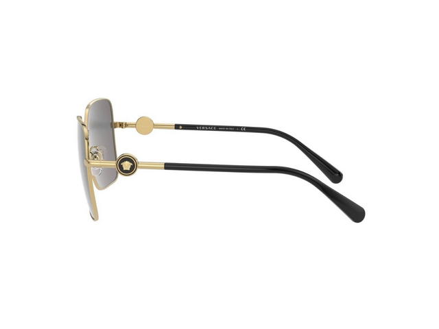 Versace Versace Square Sunglasses In Gold-Metal Frame-Black Round Gold Medusa With Grey Lens - view 3