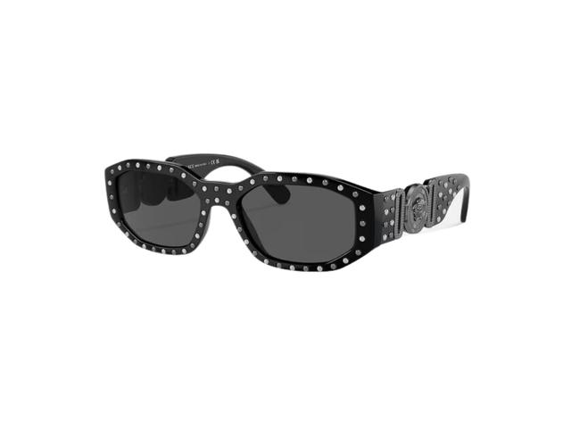 Versace Versace Studded Medusa Biggie Sunglasses In Black Injected Frame With Black Lens And Medusa Biggie Hardware Black - view 1