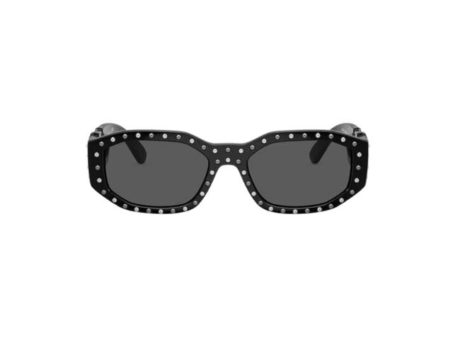 Versace Versace Studded Medusa Biggie Sunglasses In Black Injected Frame With Black Lens And Medusa Biggie Hardware Black - view 2