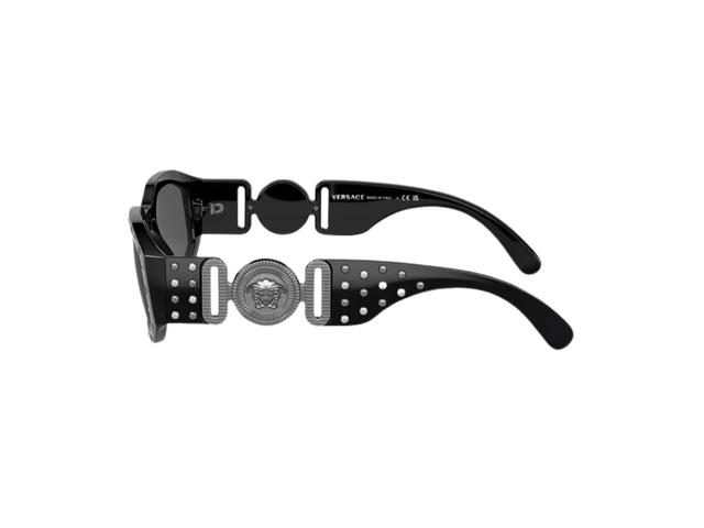 Versace Versace Studded Medusa Biggie Sunglasses In Black Injected Frame With Black Lens And Medusa Biggie Hardware Black - view 3