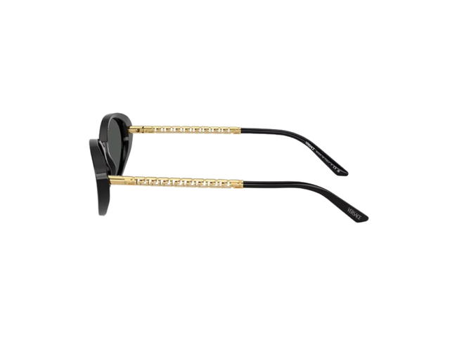 Versace Versace Tubular Greca Oval Sunglasses In Black Acetate Frame With Dark Gray Lens Black Gold - view 3