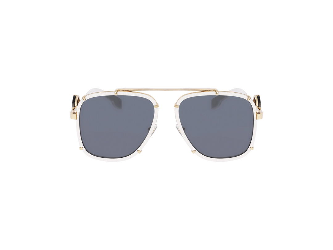 Versace Versace VE2233 Sunglasses In Gold-White Metal Frame-Medusa Logo With Grey Lens