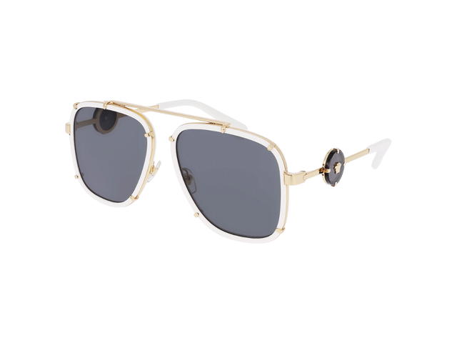 Versace Versace VE2233 Sunglasses In Gold-White Metal Frame-Medusa Logo With Grey Lens - view 2
