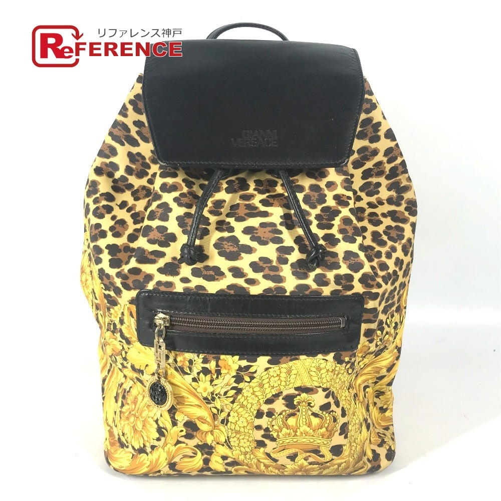 Versace VERSACE vintage leopard backpack bag Backpack Leather/PVC yellow/Black