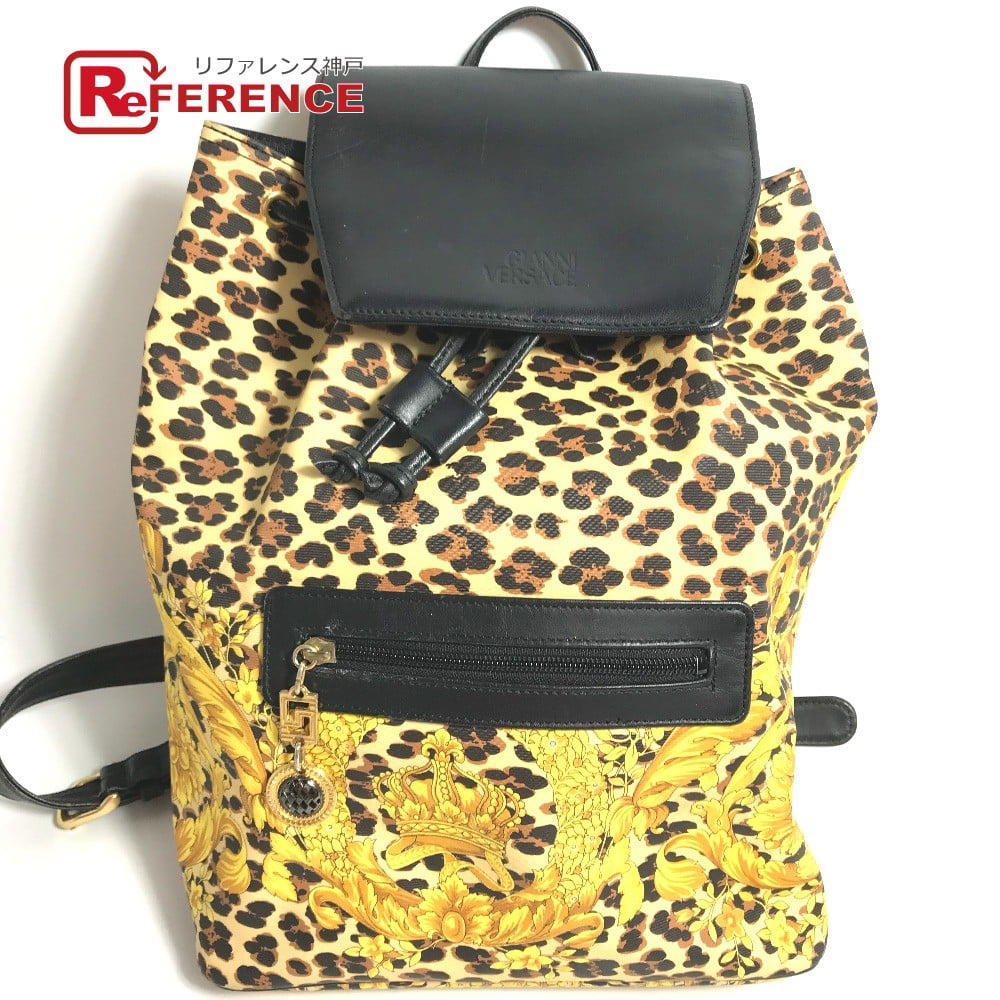 Versace VERSACE vintage leopard backpack bag Backpack PVC / Leather yellow/Black