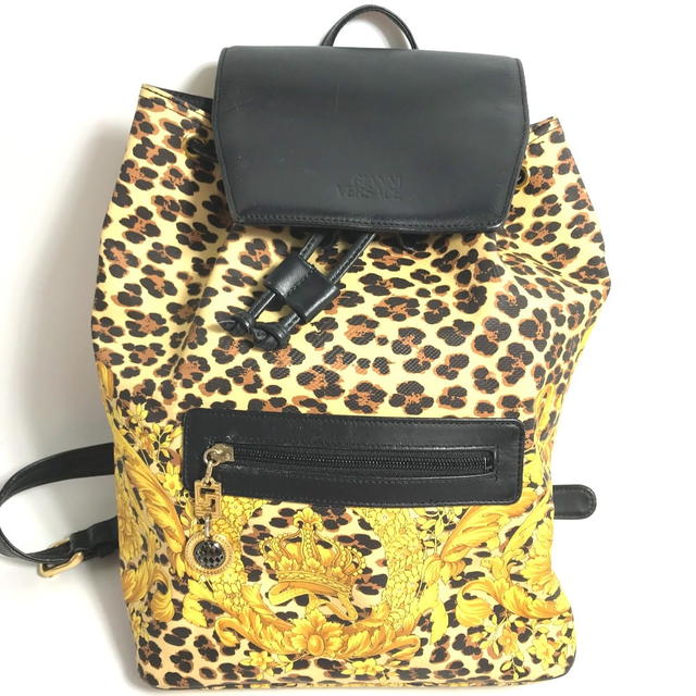 Versace VERSACE vintage leopard backpack bag Backpack PVC / Leather yellow/Black - view 2