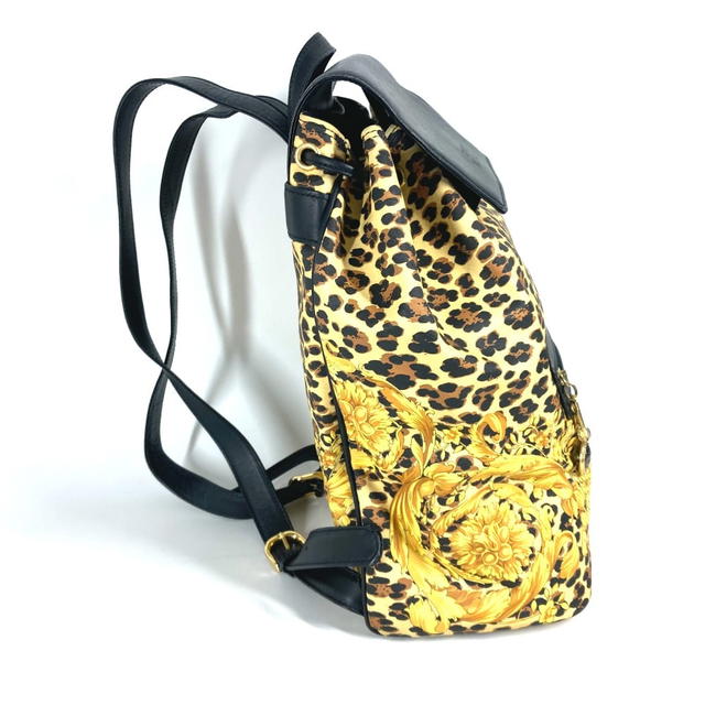Versace VERSACE vintage Leopard print leopard bag Backpack PVC/Leather yellow/Black - view 4