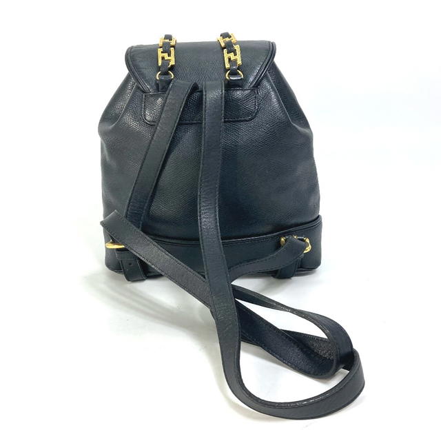 Versace VERSACE vintage Logo Chain Sunburst backpack bag Leather Black/Gold - view 2