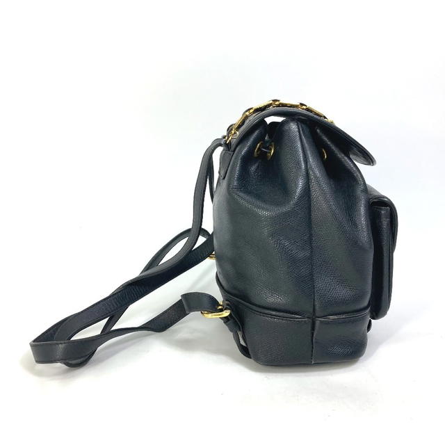 Versace VERSACE vintage Logo Chain Sunburst backpack bag Leather Black/Gold - view 3