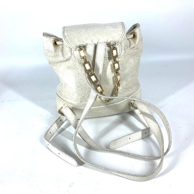 Versace VERSACE vintage Sunburst Backpack Bag Chain Backpack Embossed Leather Ivory/Gold - view 3