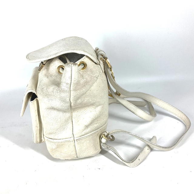 Versace VERSACE vintage Sunburst Backpack Bag Chain Backpack Embossed Leather Ivory/Gold - view 4