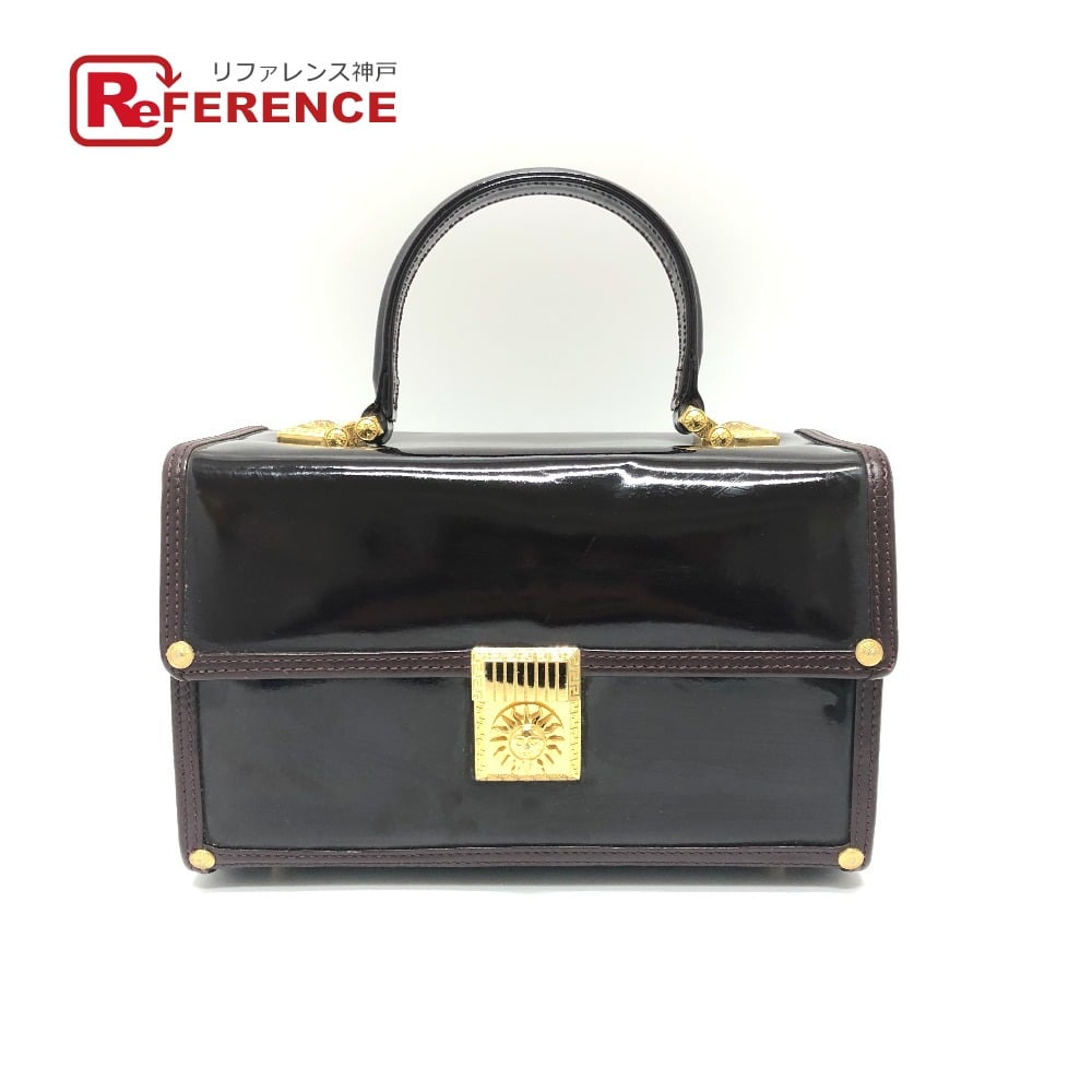 Versace VERSACE vintage Sunburst Vanity bag Hand Bag enamel Purple Based/Gold