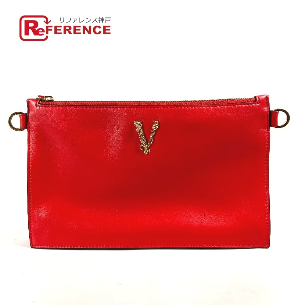 Versace VERSACE Virtus bag pouch Clutch bag Leather Red