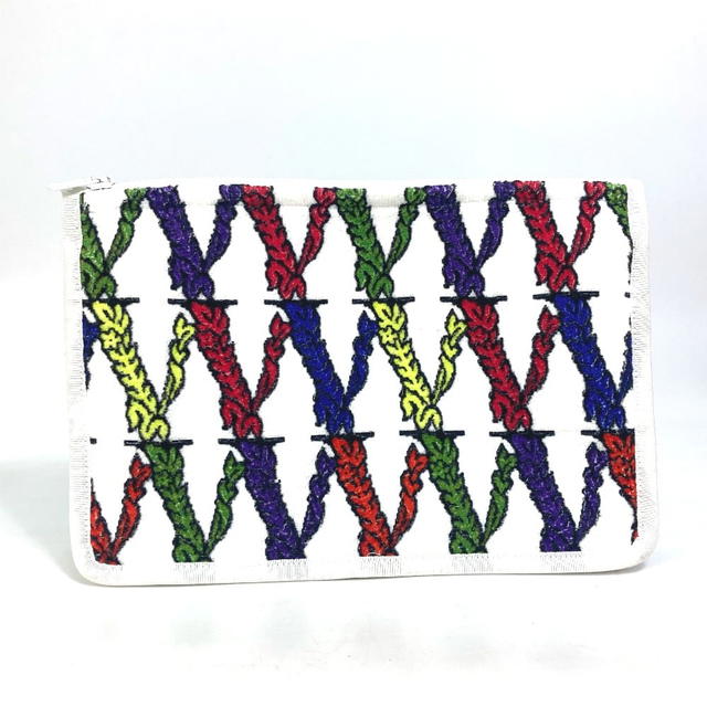 Versace VERSACE Virtus logo Pouch Clutch bag pile White/Multicolore - view 2
