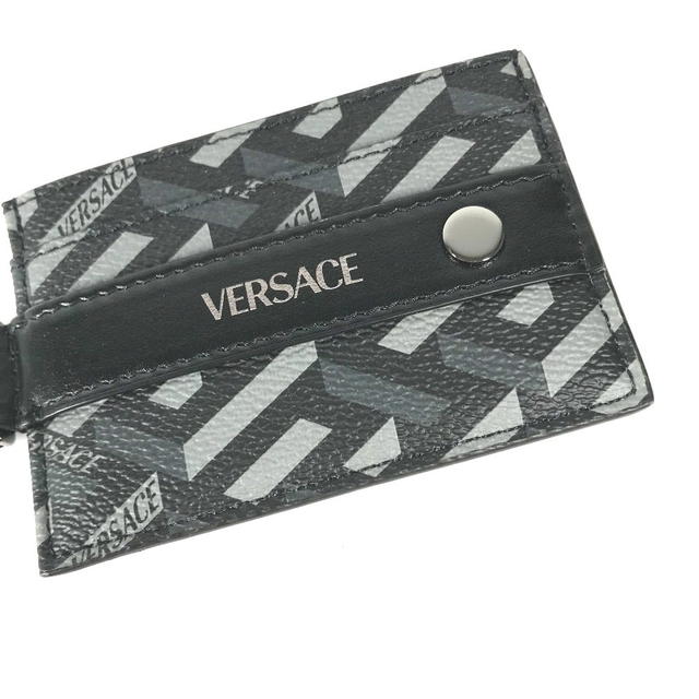 Versace VERSACE With D-ring logo Business Card Holder Pass Case Card Case - view 3