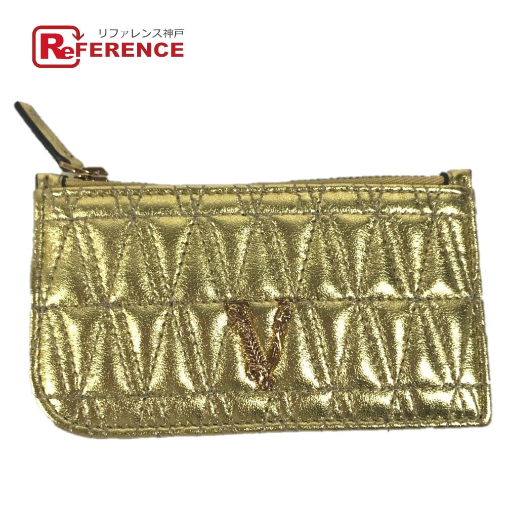 Versace VERSACE With key ring Visetos V logo Fragment Case Wallet coin purse Unused