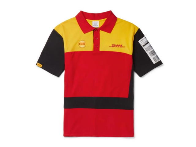 Vetements VETEMENTS x DHL Slim-Fit Appliquéd Cotton-Piqué Polo Shirt - view 1