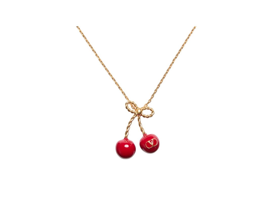 Valentino Garavani Valentino Garavani Chez Cherryfic Necklace In Enamel Gold With Gold-Tone Hardware