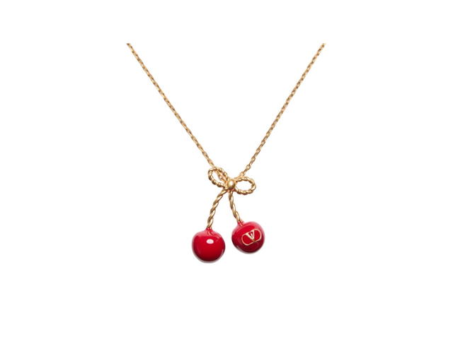 Valentino Garavani Valentino Garavani Chez Cherryfic Necklace In Enamel Gold With Gold-Tone Hardware - view 1