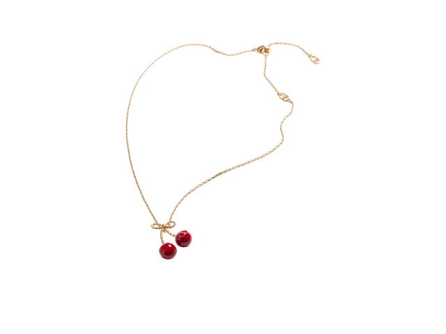 Valentino Garavani Valentino Garavani Chez Cherryfic Necklace In Enamel Gold With Gold-Tone Hardware - view 3
