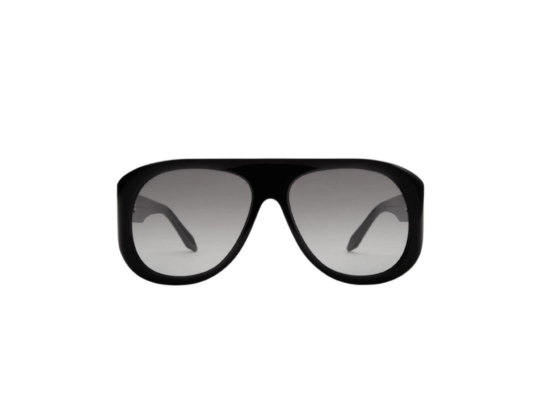 Victoria Beckham Victoria Beckham Power Aviator Sunglasses In Black Acetate And Solid Grey Lenses