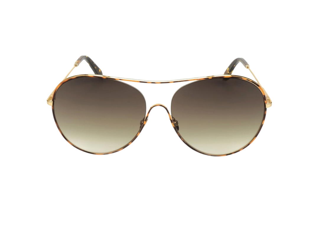 Victoria Beckham Victoria Beckham Round Glasses In Gold-Havana Metal Frame With Brown Gradient Lens
