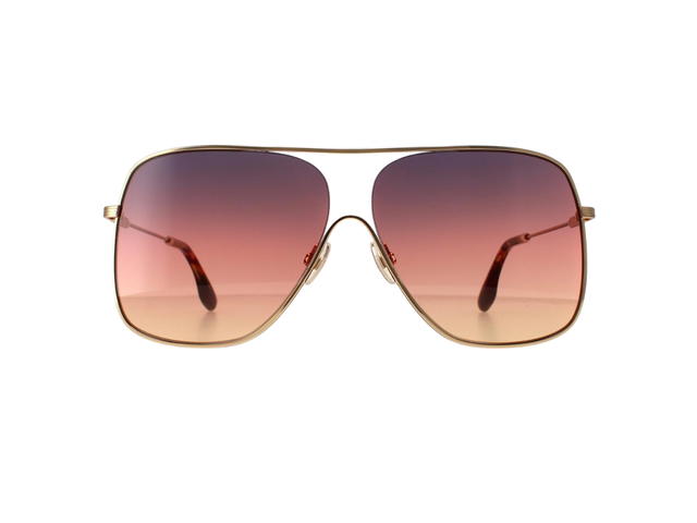 Victoria Beckham Victoria Beckham Square Sunglasses In Gold Metal Frame With Brown Gradient Lens - view 1
