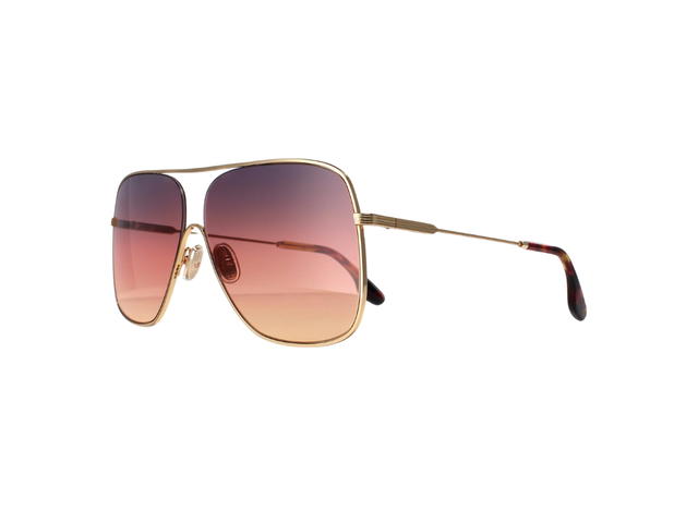 Victoria Beckham Victoria Beckham Square Sunglasses In Gold Metal Frame With Brown Gradient Lens - view 2
