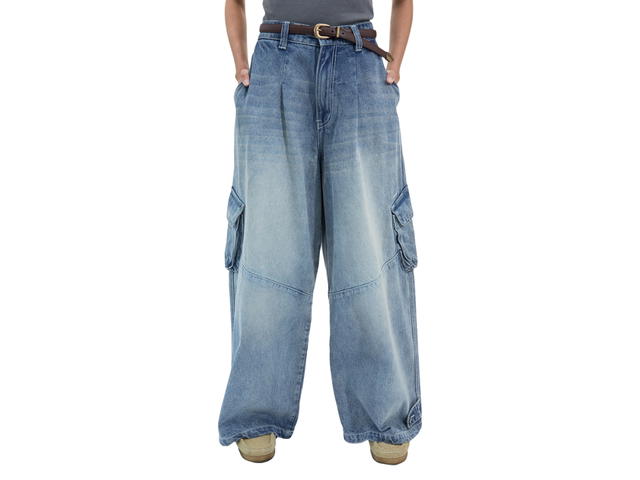 Vineca Vineca Cargo Jeans Washed Blue - view 3